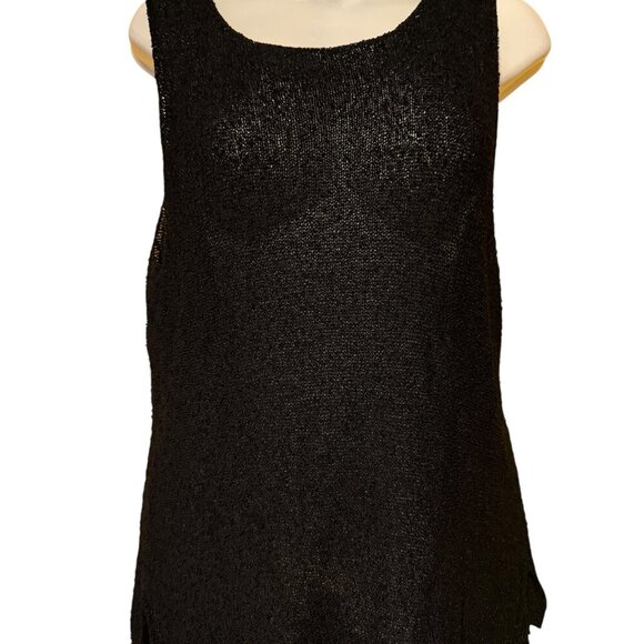 Black Chico's Design Rayon Shell Loose knit Size Size 2 Lagenlook - Picture 5 of 5